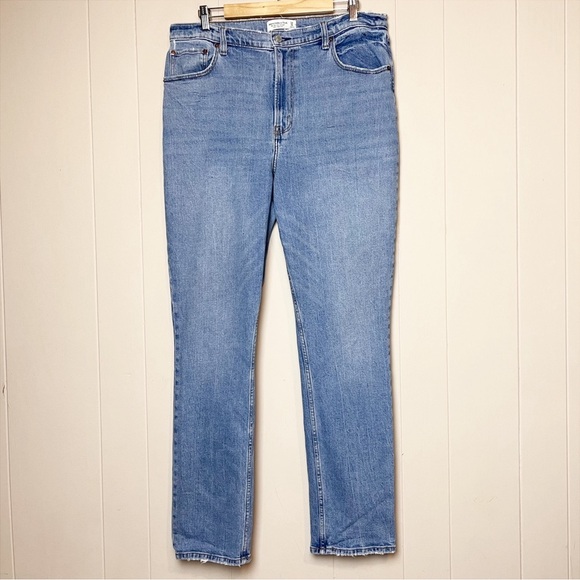 Abercrombie & Fitch Ultra High Rise 90s Slim Straight Jeans 33 16 Long Tall blue - Picture 12 of 12